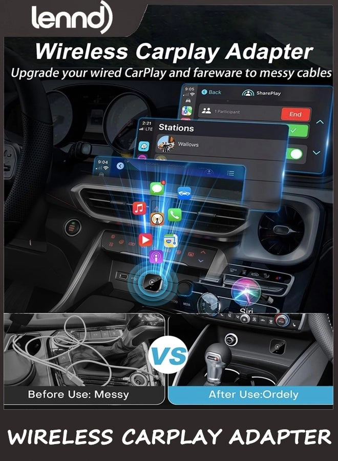 Wireless CarPlay & Android Auto Adapter - 2-in-1 Plug & Play USB/USB-C