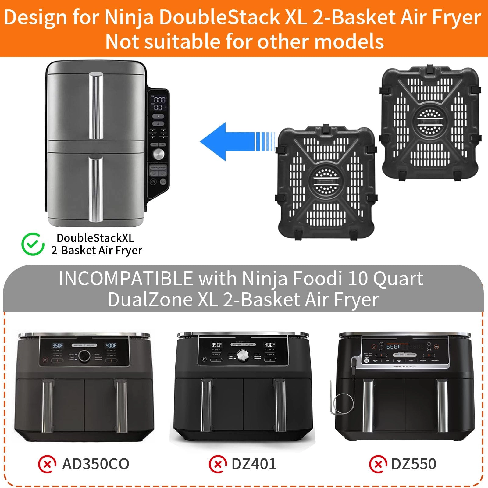 Air fryer grill rack - Stainless steel 2 piece(s) + Magic cleaning cloth - 1 piece(s)