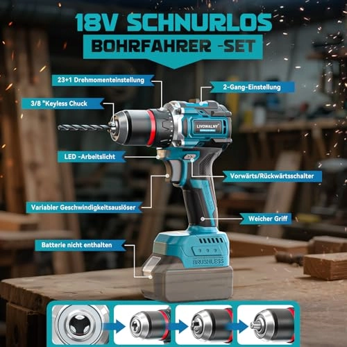 Cordless Drill Set - 18V 50 Nm 2-Speed