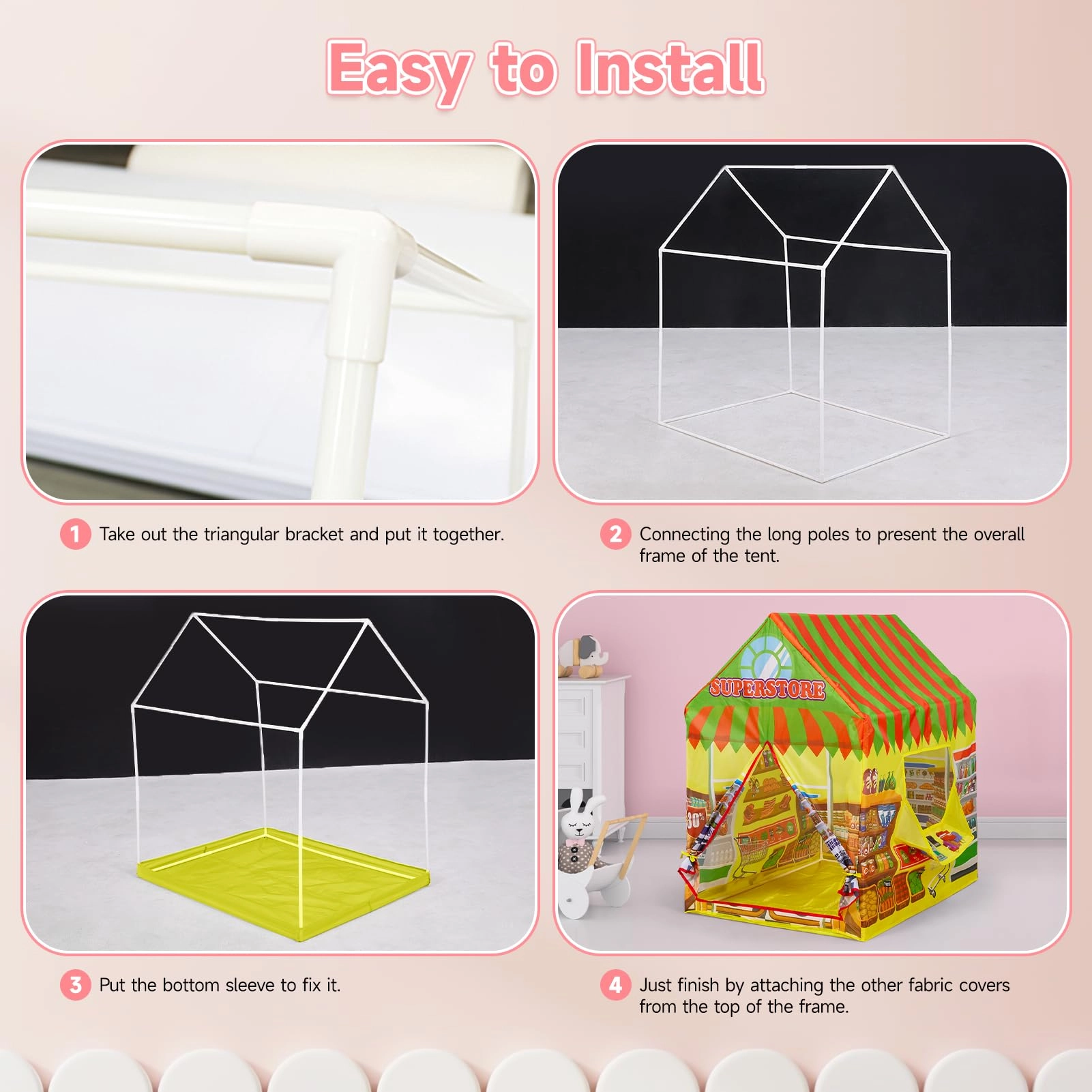 Supermarket Play Tent - 69x93x103cm Yellow-supermarket