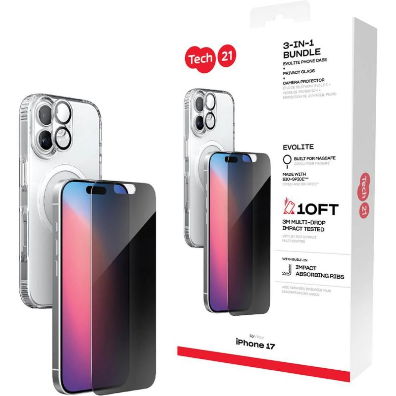 Evo + Privacy Impact Glass + Camera Lens Protector Case with MagSafe for iPhone 17 Pro Max