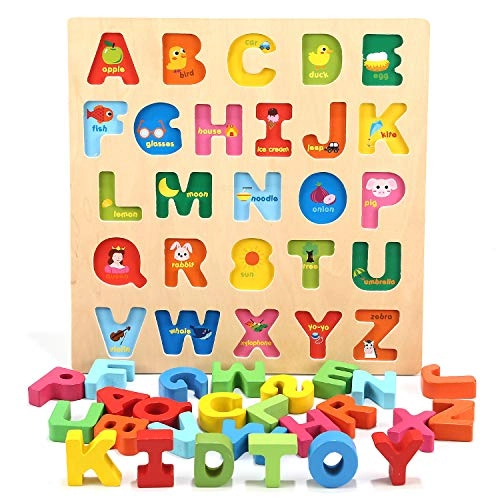 MZA STORES Wooden Alphabet Puzzle - 1 2 3 Years Old