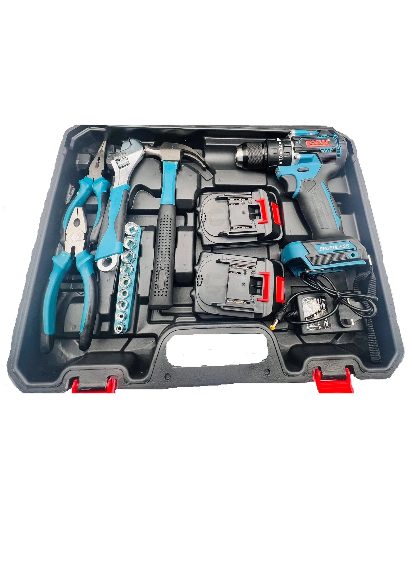 88V Brushless Cordless Electric Drill Set - 100 Newton Meters 2500 RPM