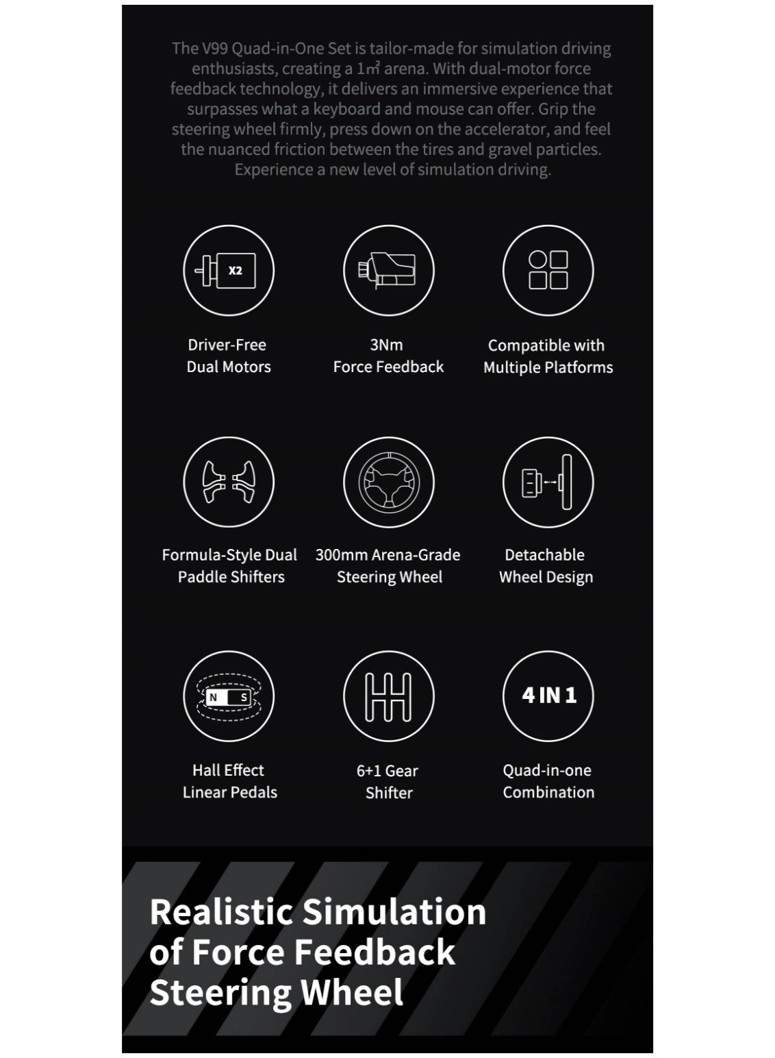 V99 Racing Wheel & Pedals - PC PS4 PS3 Xbox One Xbox Series X/S