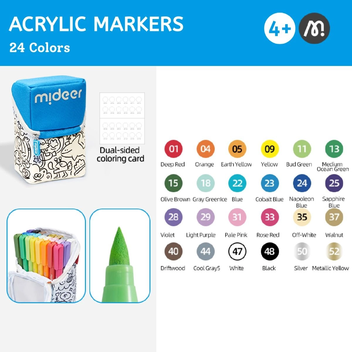 Round Nib Acrylic Markers - Multi Colour Round Nib