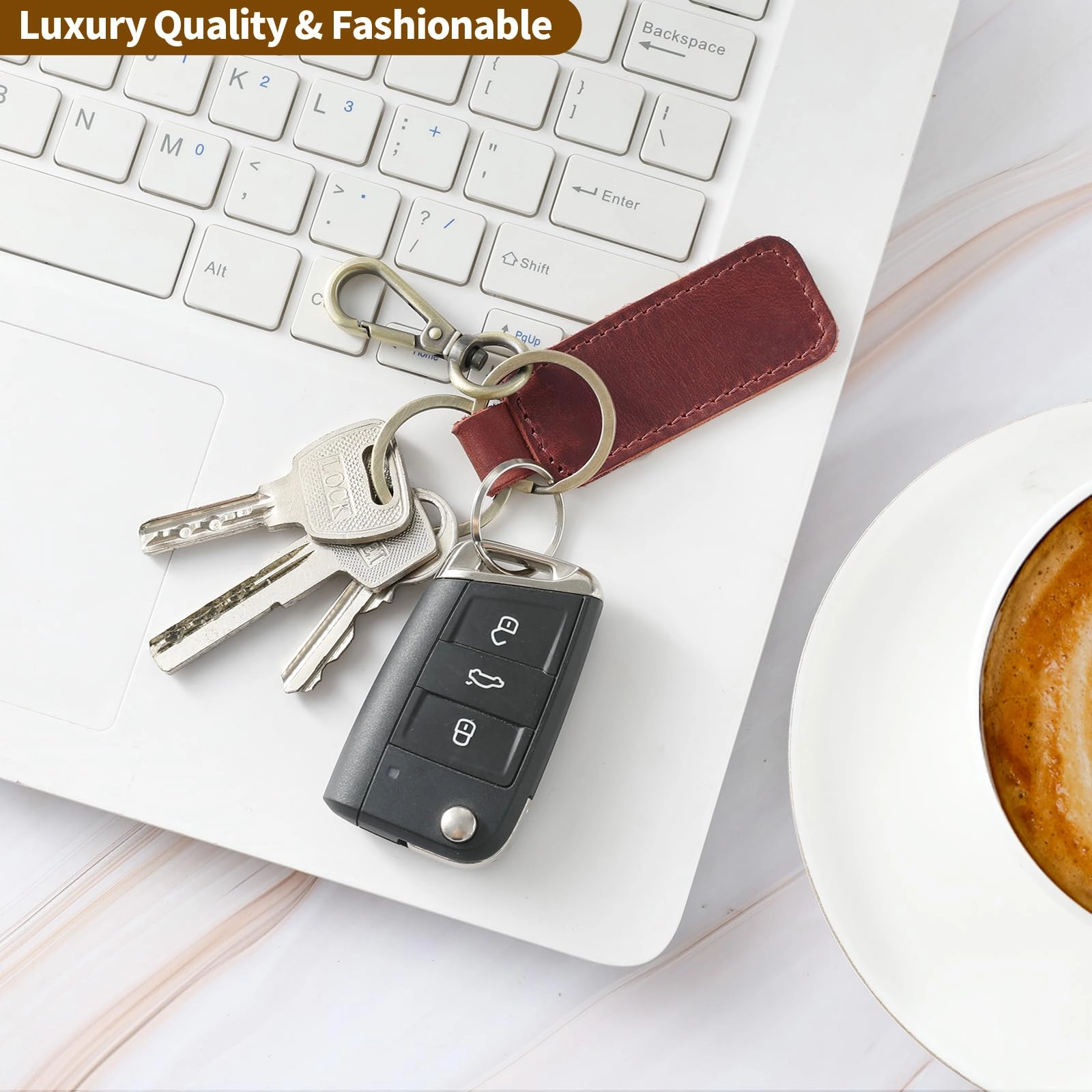 Leather Keychain - Car