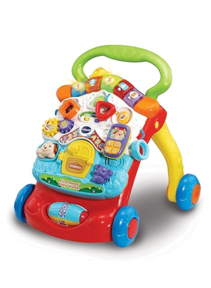 First Steps Baby Walker - Pink/Blue/Yellow 12 Months