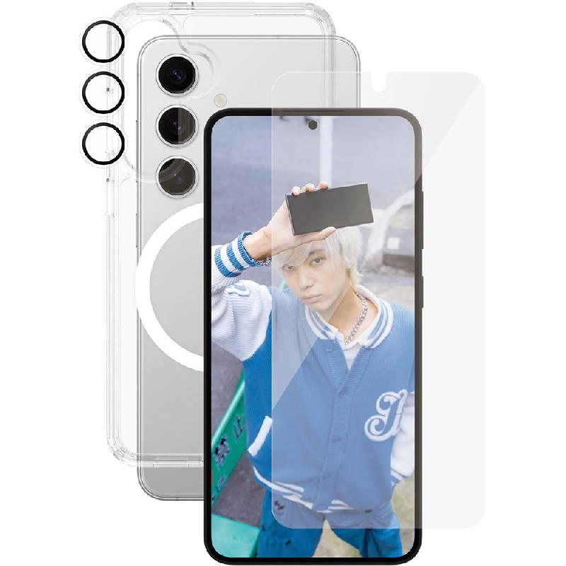 Privacy Screen Protector + Urban Combat Case + Hoops Camera Lens Protector Smartphone Case for Samsung Galaxy S25 Ultra