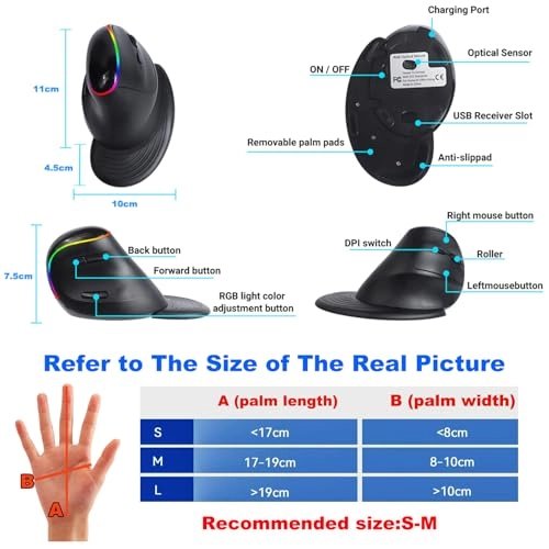 Ergonomic Mouse - Bluetooth (5.0/3.0) USB