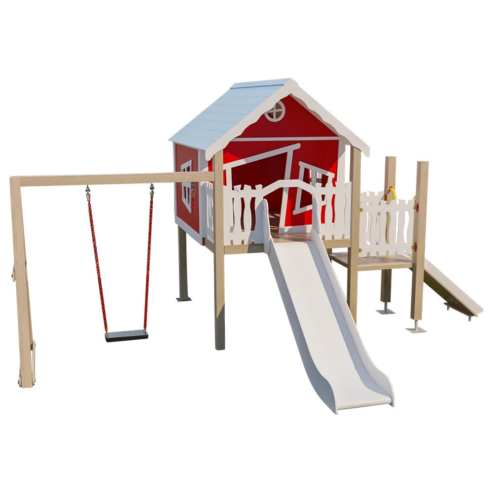 Playhouse - Platform Wall Ramp Slide Swing