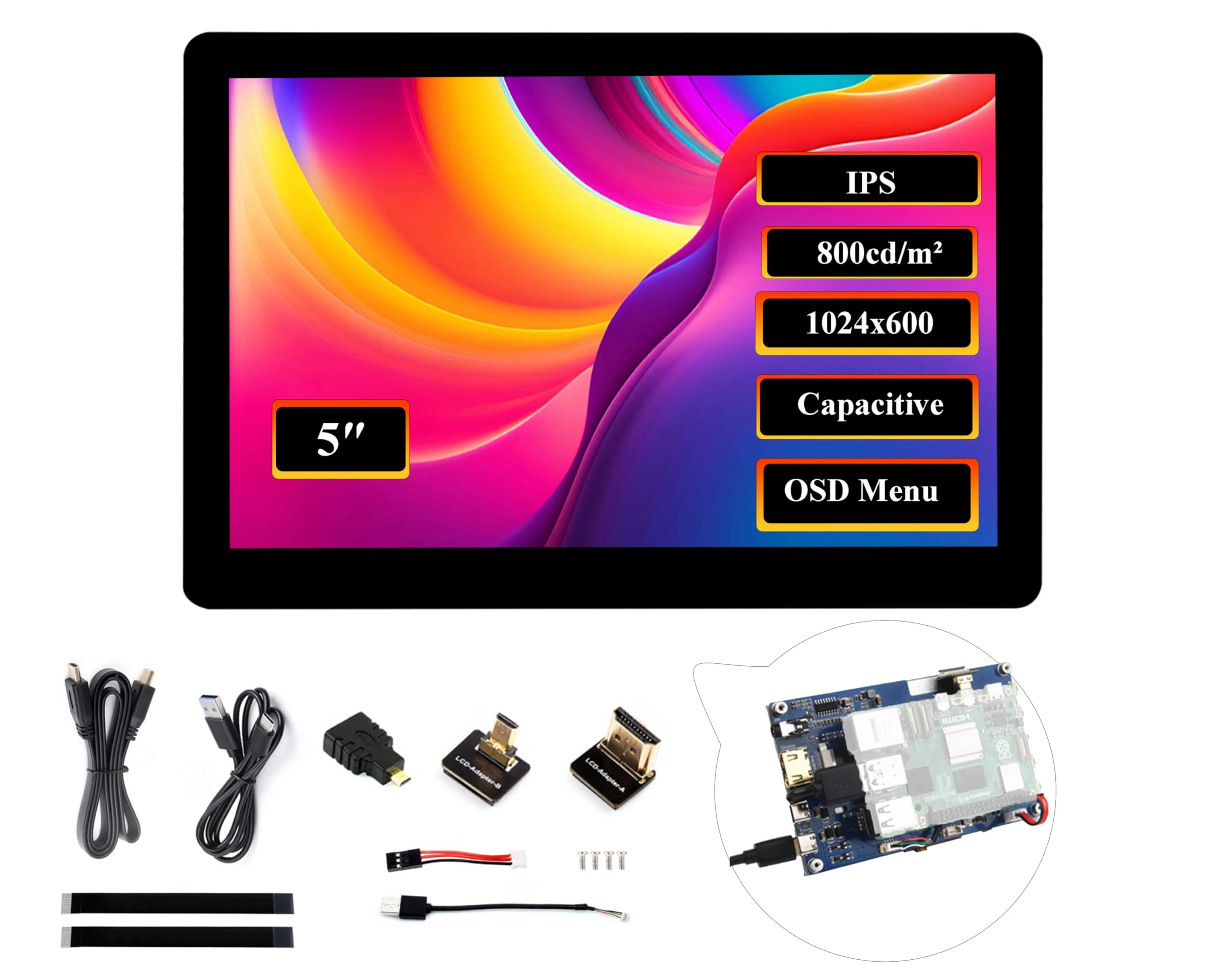 Wonrabai 5LCD-B - 5 Inches 1024x600