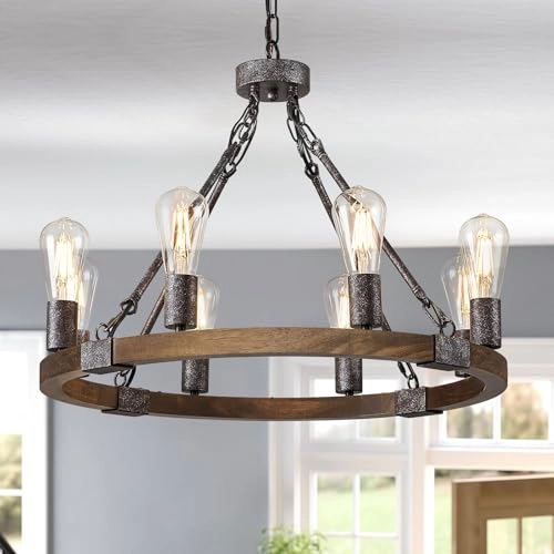 Wagon Wheel Chandelier - Dimmable