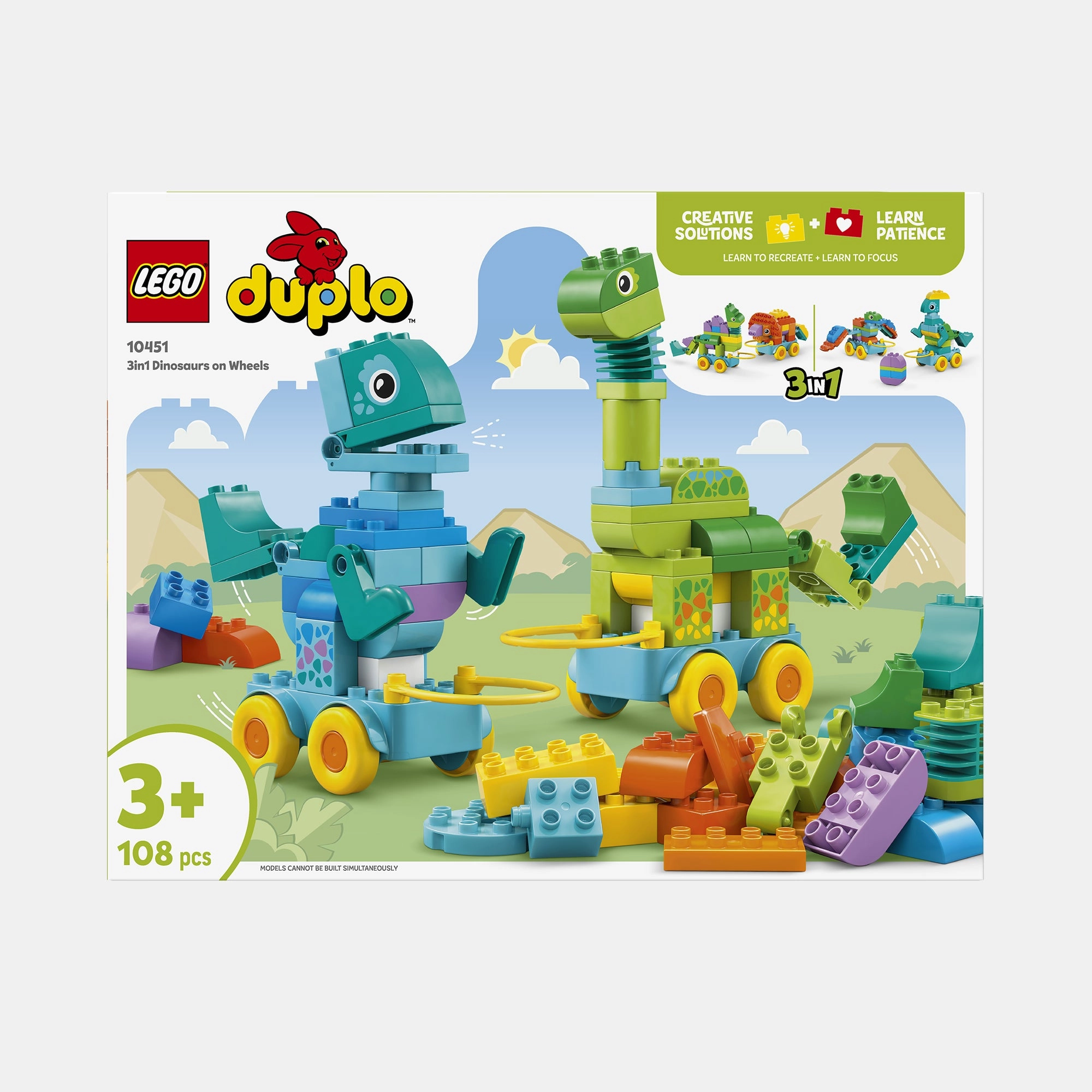 DUPLO Town 3 in 1 Dinosaurs on Wheels - T. rex 108 pcs