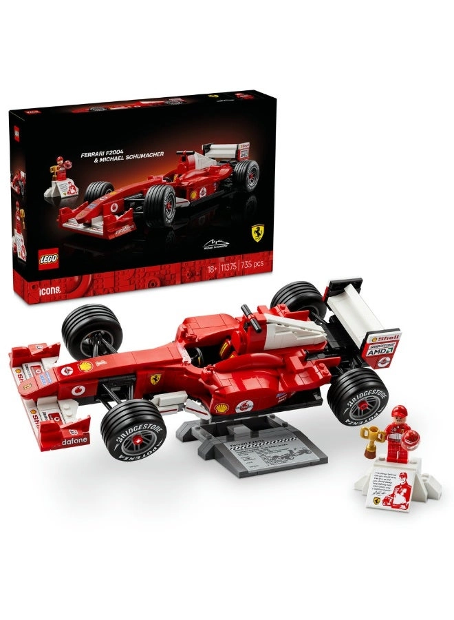 LEGO Icons Ferrari F2004 & Michael Schumacher (11375) - F1 Car Model Kit Display Set