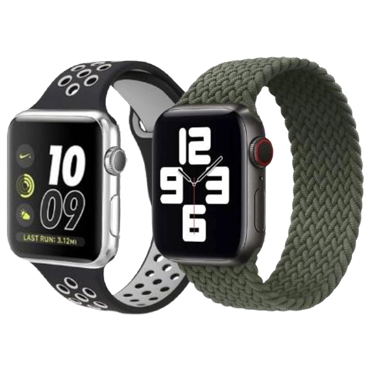 Fitit 2 Pack Silicone and Woven Watch Band for Apple Watch - 41/38/40mm