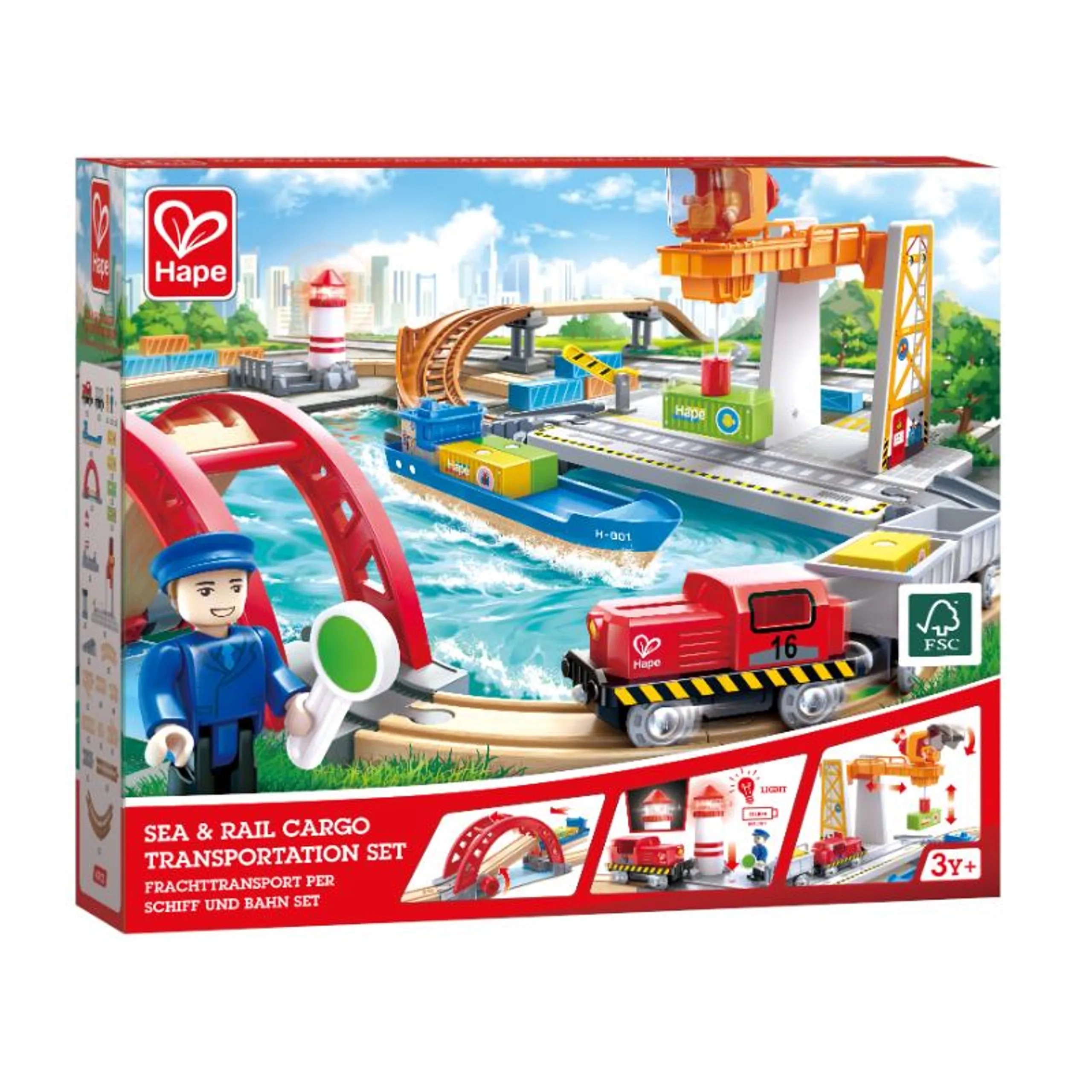 Sea & Rail Cargo Transport Train and Railway Set - 38pcs