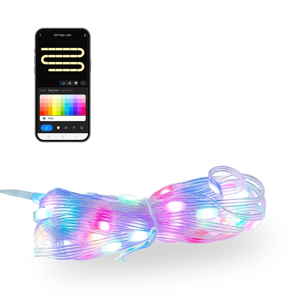 ValueLights Smart RGBIC DreamColour LED Fairy Strings Lights - 5M IP65 Waterproof WiFi