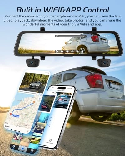 4-Channel Rear View Mirror Dash Cam - 1080P