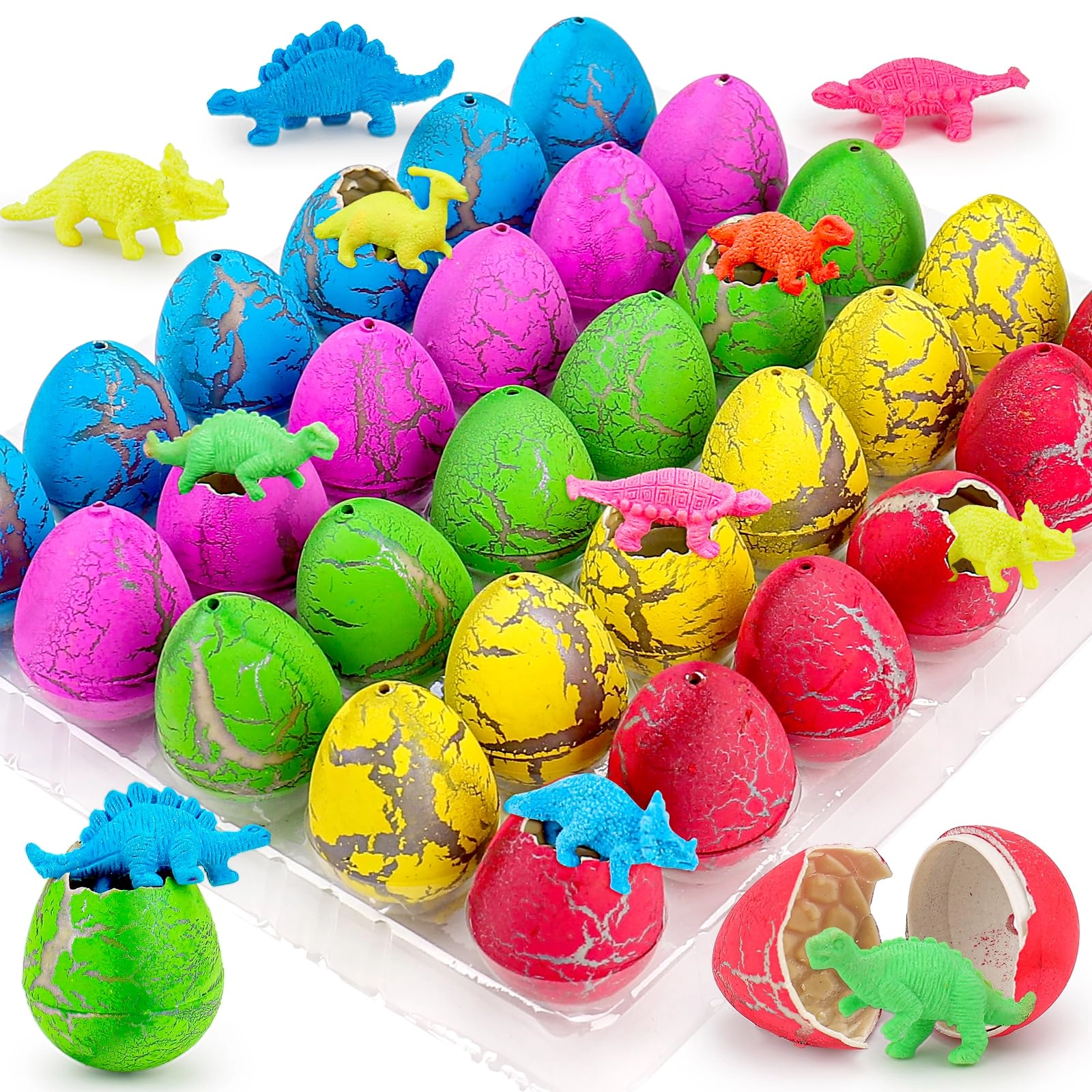 Thremhoo 30PCS Large Hatching Dinosaur Eggs - 36 months Tyrannosaurus Rex, Spinosaurus, Triceratops, Heterodon, Ankylosaurus, Diplodocus 30.0 Count