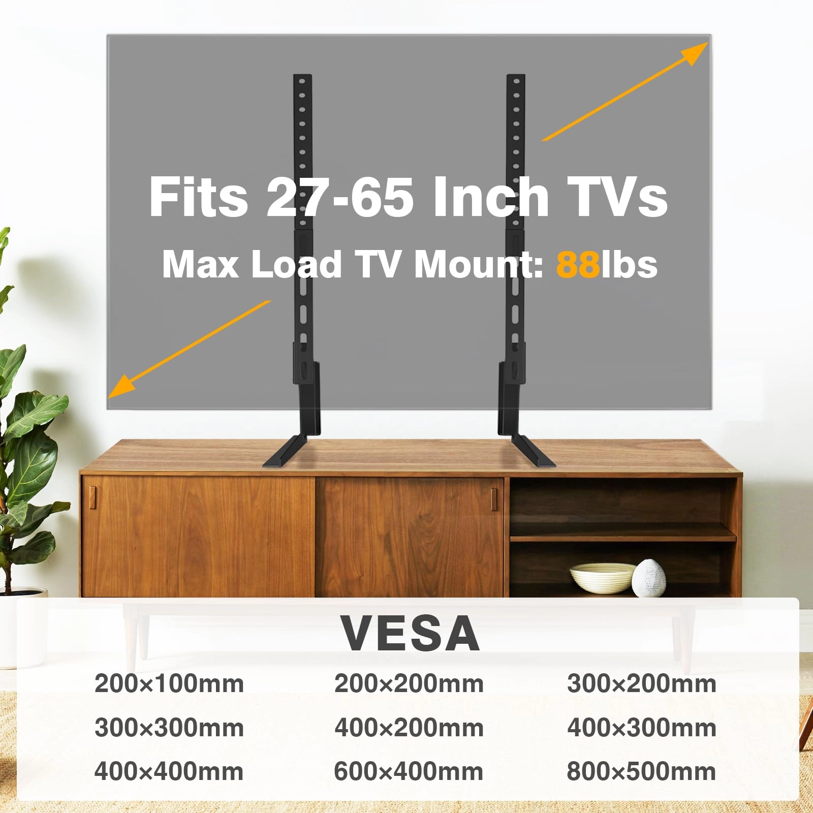 Universal Table Top TV Stand Mount - 88 lbs 27-65 Inch