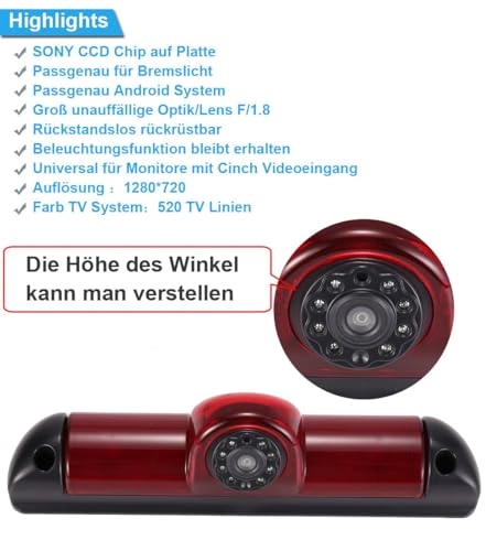 LCD TFT Colour Display Monitor + Car Camera - Night vision 1280 x 720