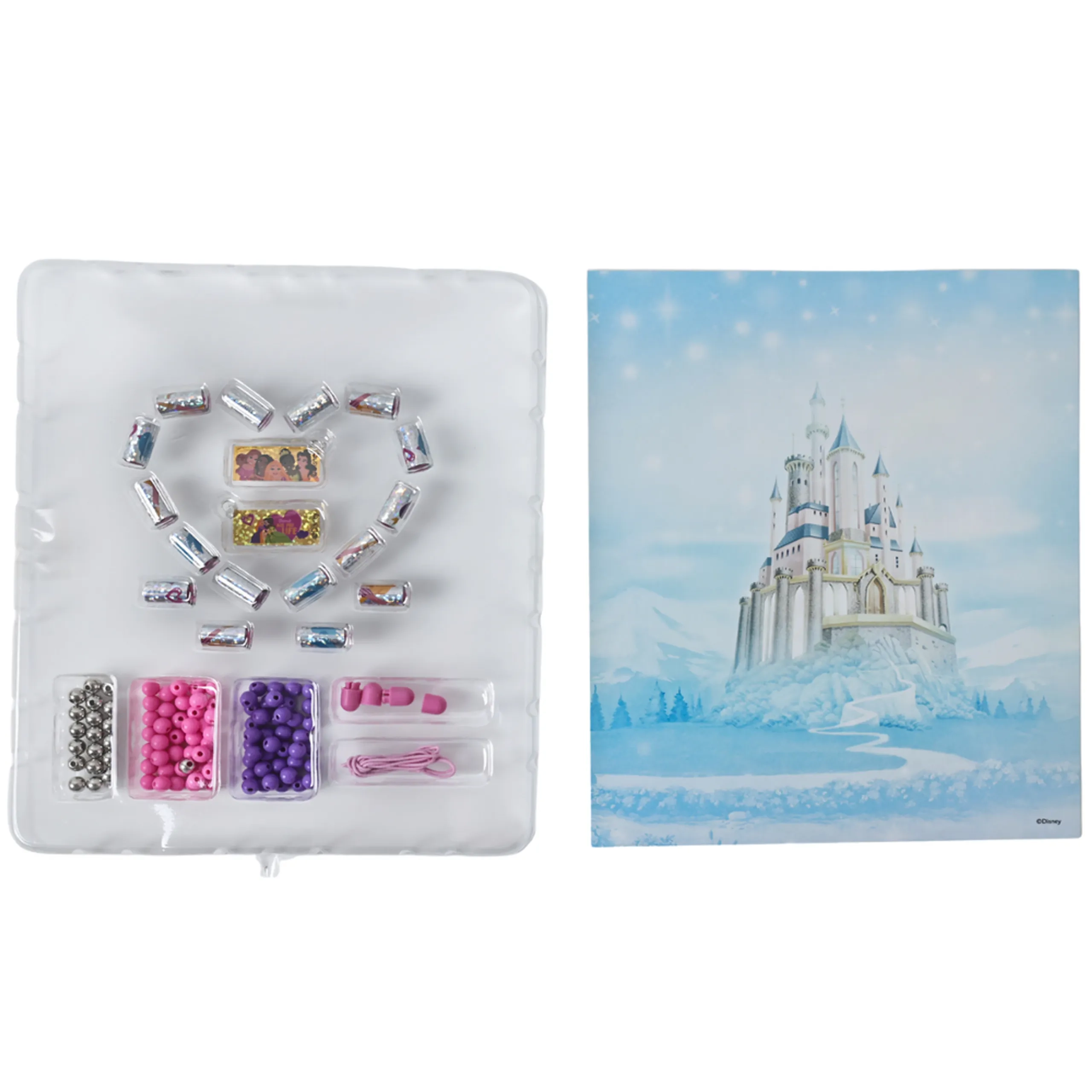 Princess Holographic Sticker Bead Bracelet Making Craft Set - 160pc Heart-Shaped