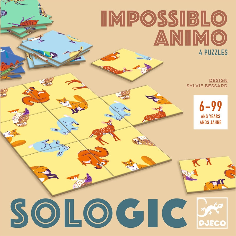 DJECO Sologic Impossiblo Animo - 4 Challenge Puzzles 9 Pieces