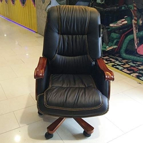 Desk Chair - PU Leather Brown High Back