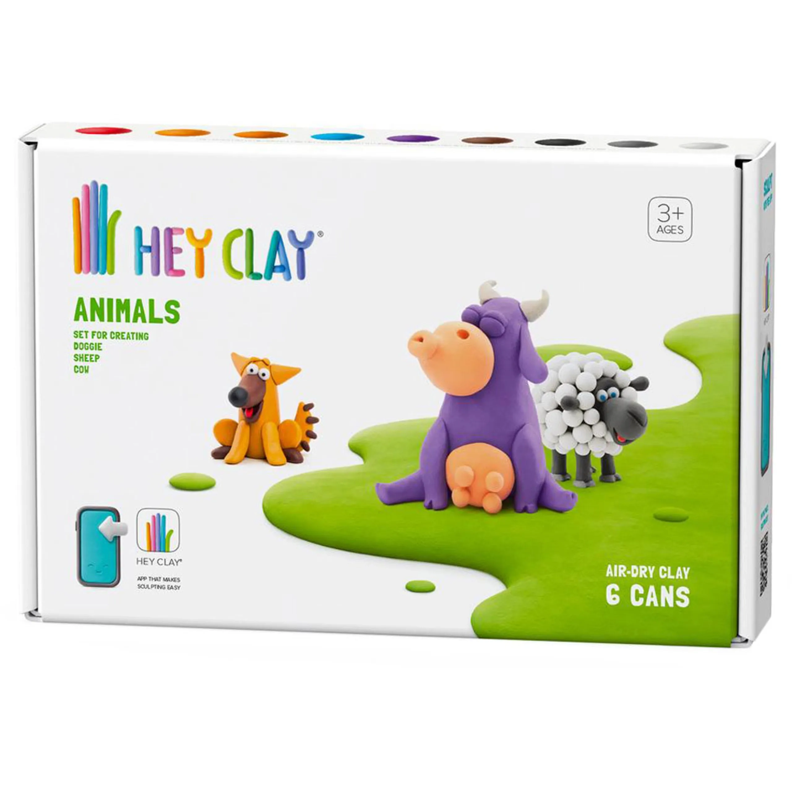HEY CLAY DIY Animals Plastic Modelling Air Dry Clay Kit - Clay 250g 6pcs.