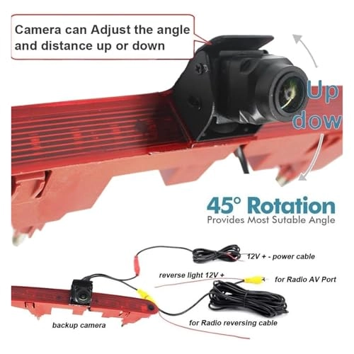 AHD 1080P Wireless Brake Light Camera - Night Vision 1920x1080P 2.4G Wireless + 5 inch HD Monitor - 800x480