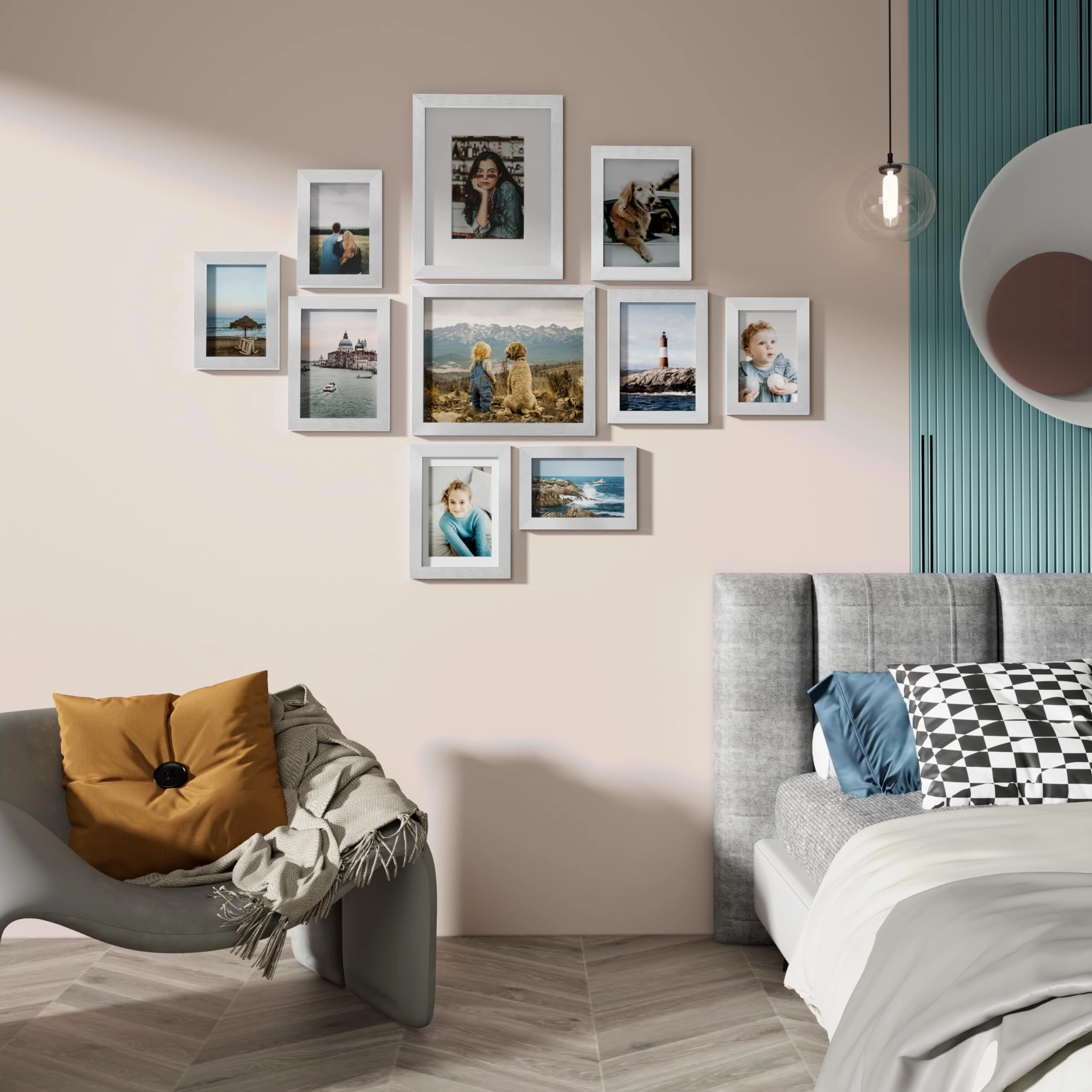 Picture Frames Set - 10 Pack Rustic Grey