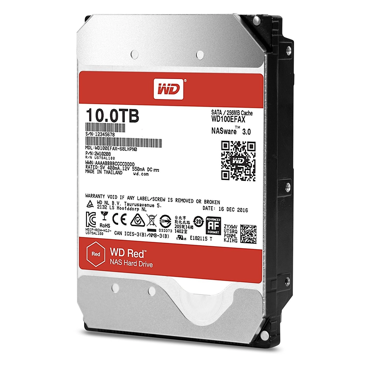 Western Digital Bare Drives Red 3.5" 5400rpm 256MB SATA 6Gb/s (WD100EFAX) - 10TB