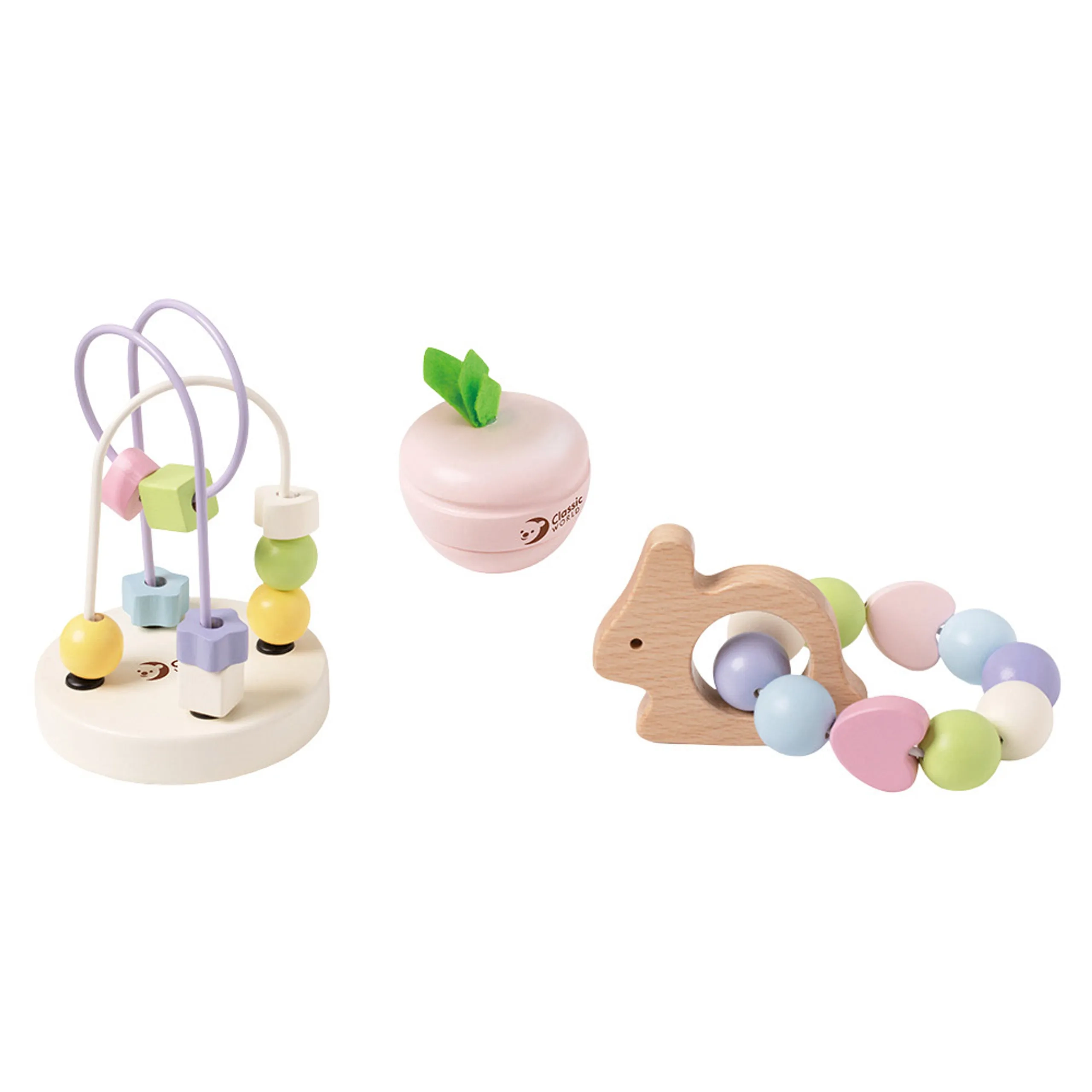 Classic World Bead Maze + Carrot Rattle + Lacing Beads