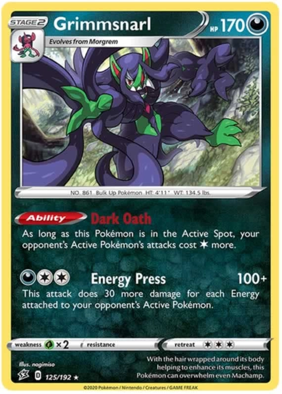 Pokémon Pokemon Grimmsnarl 125/192 - English 1pcs + Toploader