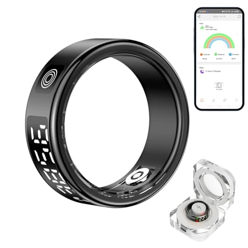 Smart Fitness Ring - LED Display IP68 Silver Size 9