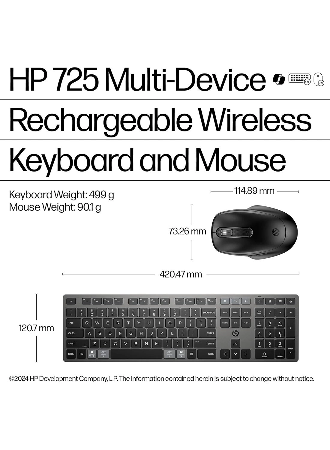 720 Multi Device Rechargeable Wireless Keyboard And Mouse Combo - Wireless