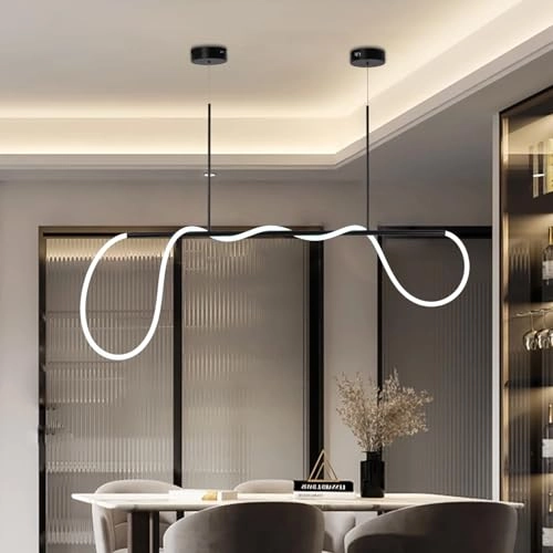 Wave LED Chandelier - Spiral 47.2 Inch Black