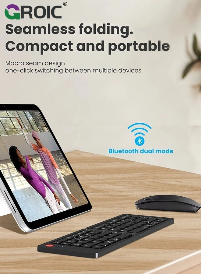 Foldable Bluetooth Keyboard and Mouse Combo - Wireless