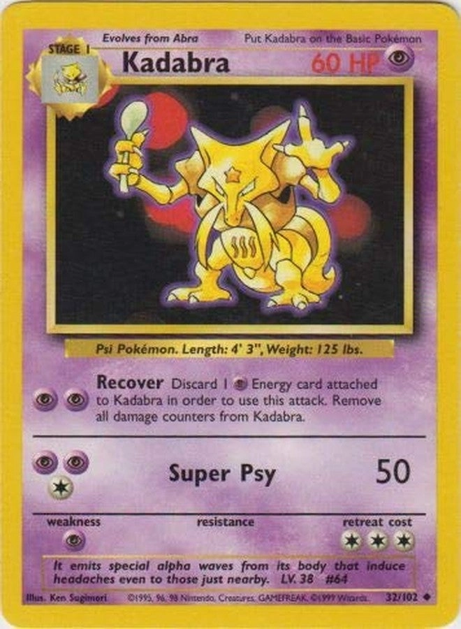 Pokémon Kadabra - 32/102 Unlimited Edition Base Set