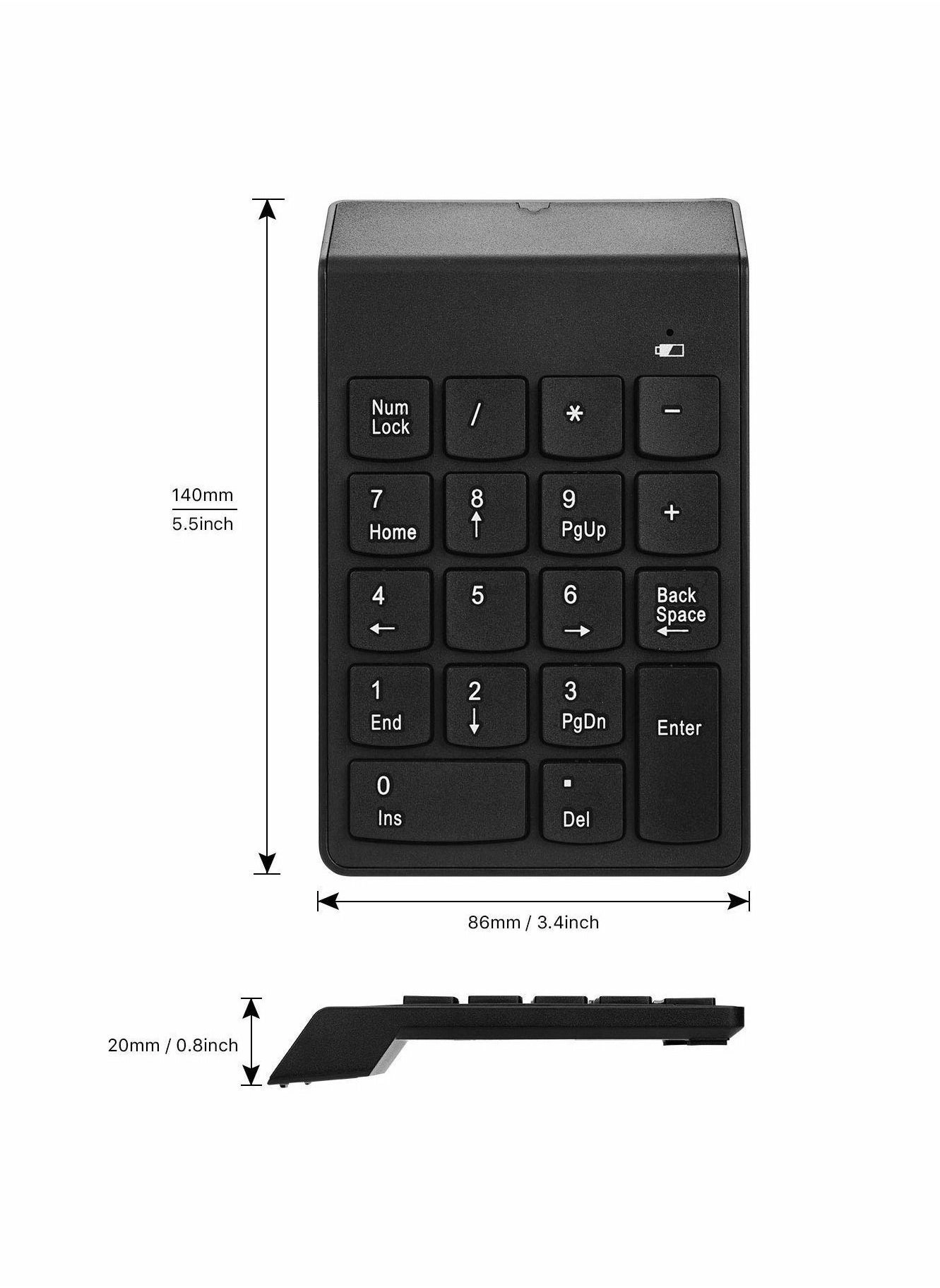 Numeric Keypad - Wireless 2.4GHz 18 keys
