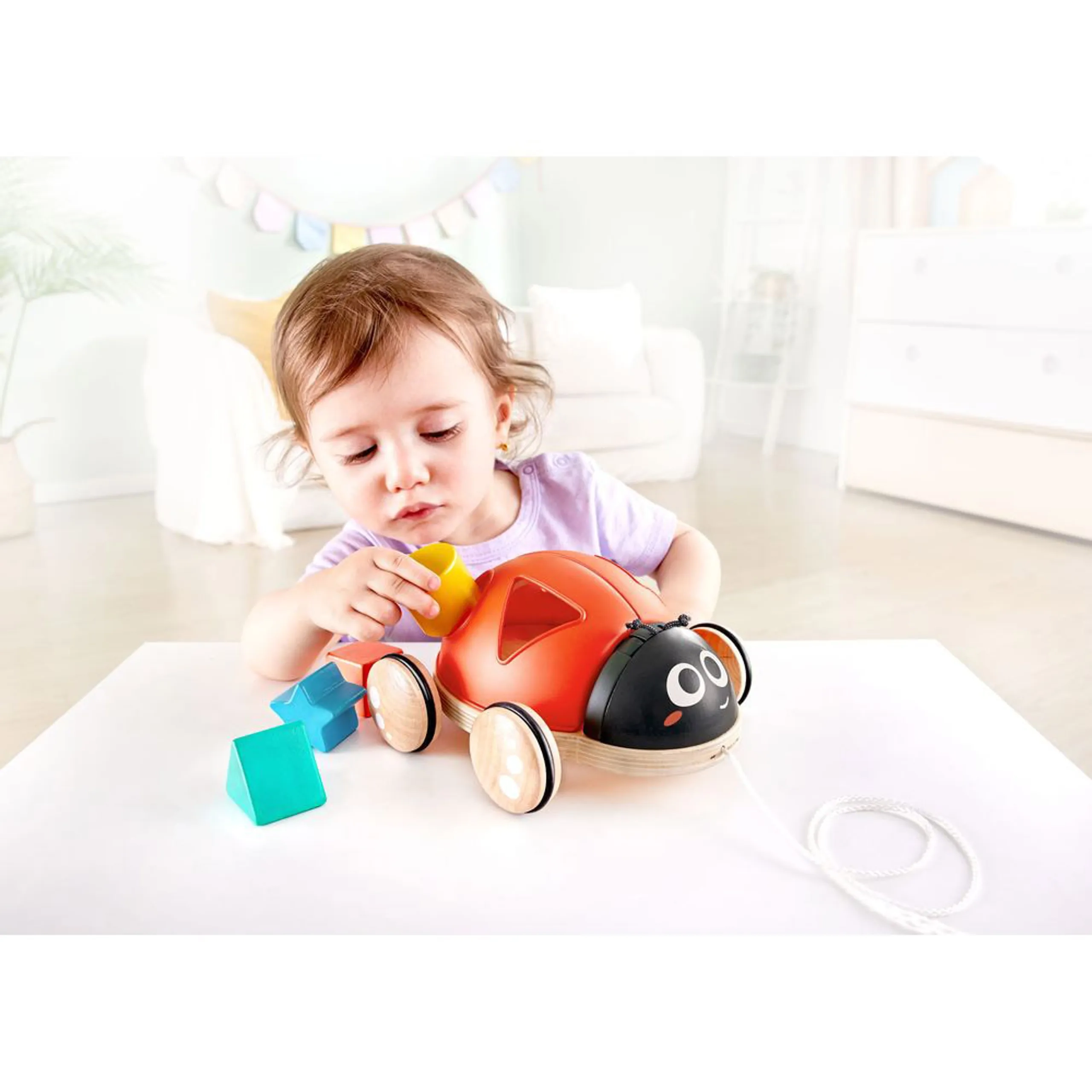 Ladybug Shape-Sorter Pull Along Toy - 5pcs Ladybug