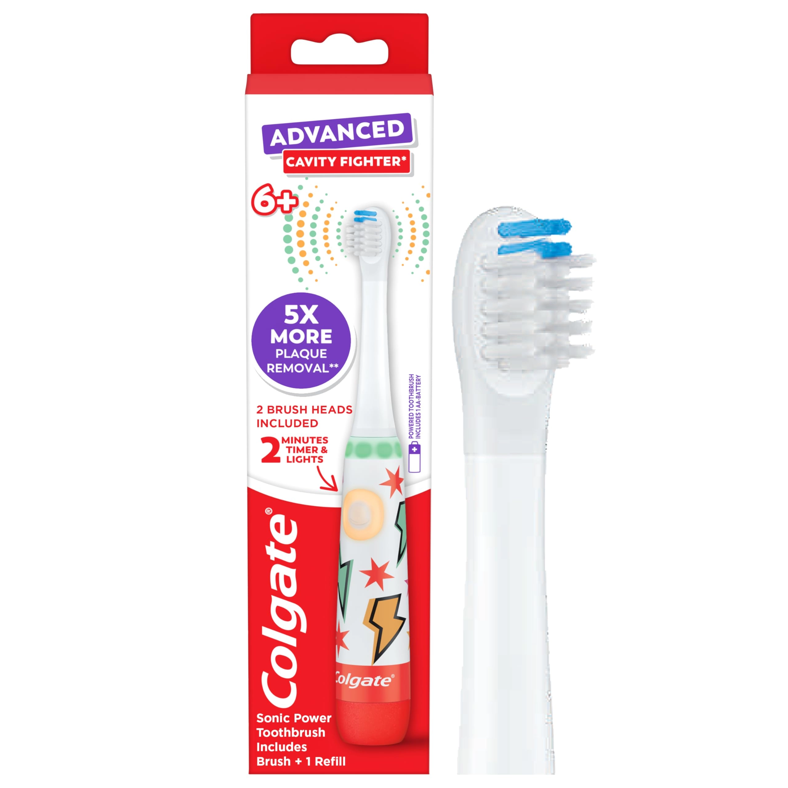 Colgate Advanced Cavity Fighter - Includes AA Battery Extra Toothbrush Head