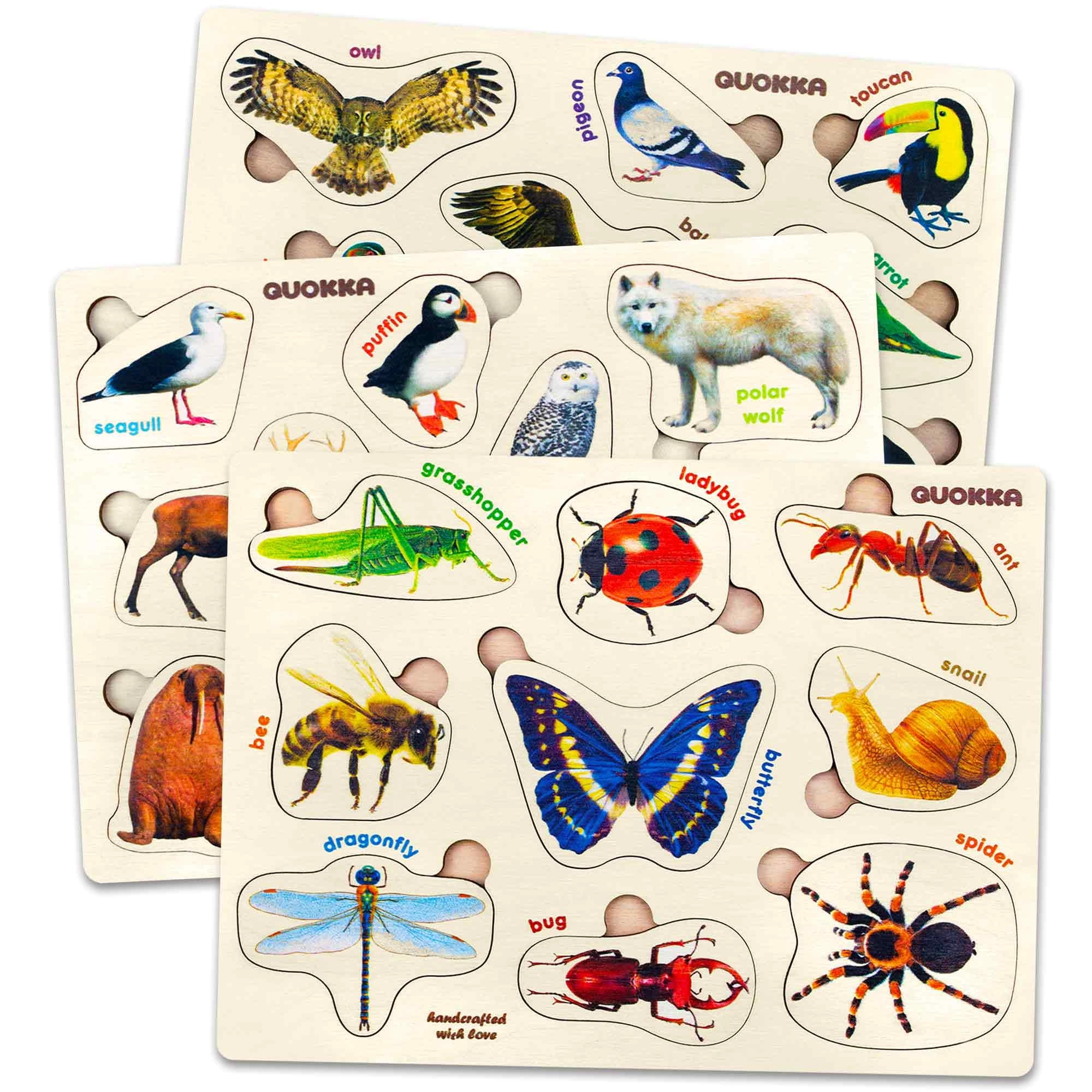 Montessori Jigsaw Wooden Puzzles - 2-4 Years Old 3 pieces