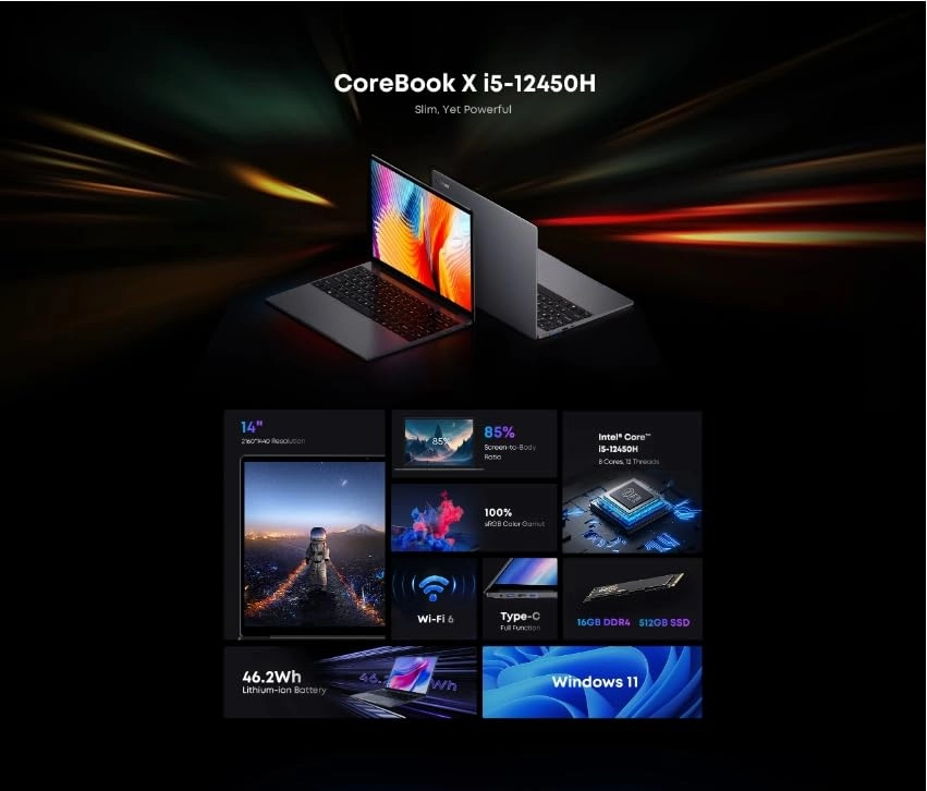 Corebook X - 14'' i5-12450H 16GB DDR4 512GB SSD