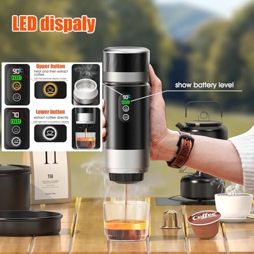 Portable Travel Coffee Maker - 80 Milliliters Large Capsules Ground Coffee