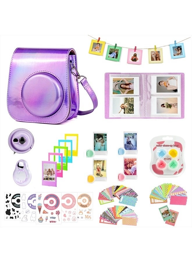 Camera Case - Shiny purple + Mini Photo Album + Selfie Lens + Color Filters + Photo Frames + Sticker