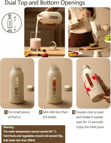 Portable Blender - 4 Blades USB-C Rechargeable Dual Battery