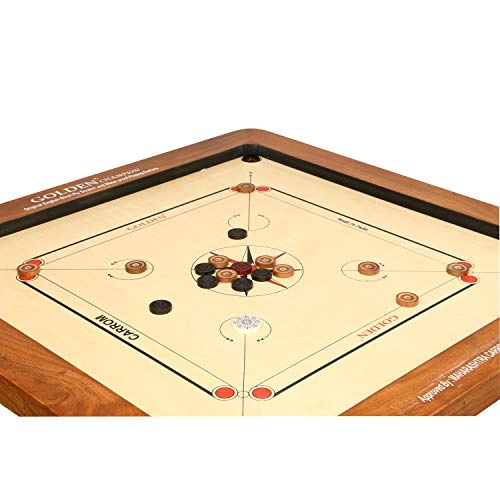 Golden Carrom Board - 12mm Champion with Coins Striker & Cover