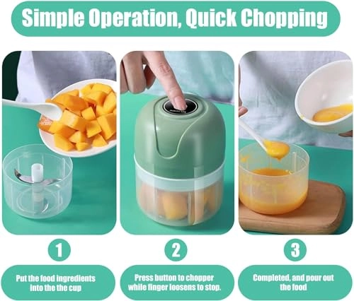 Mini Food Chopper - 8.5oz 3.3oz Cordless Rechargeable