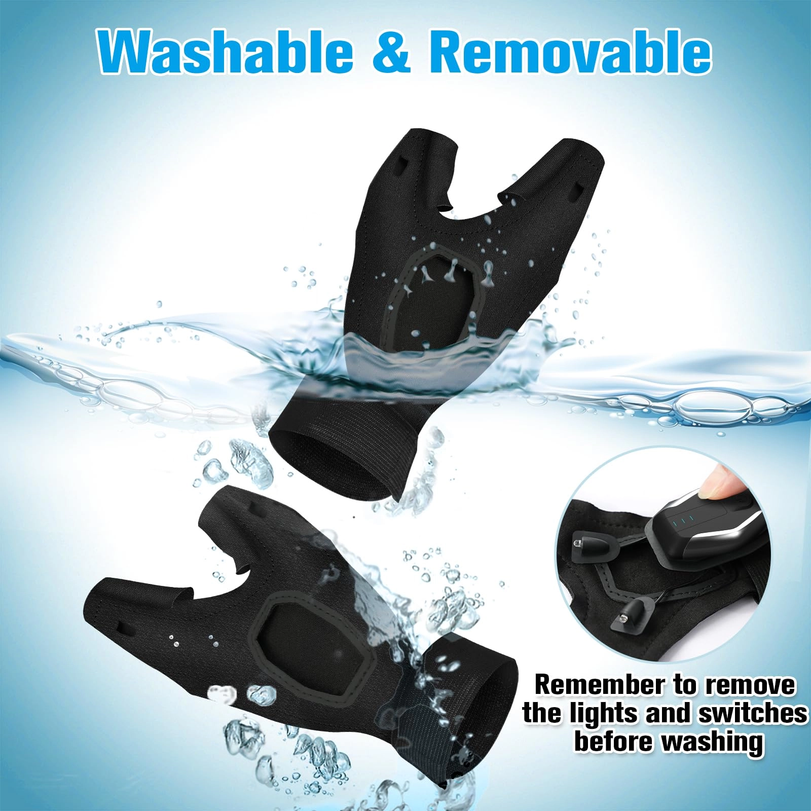 LED Flashlight Gloves - Rechargeable USB-C